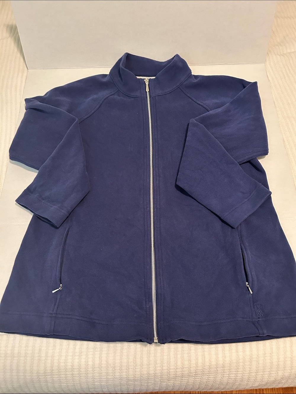 Women's XL Navy Tommy Bahama Cotton Zip-Front Jacket